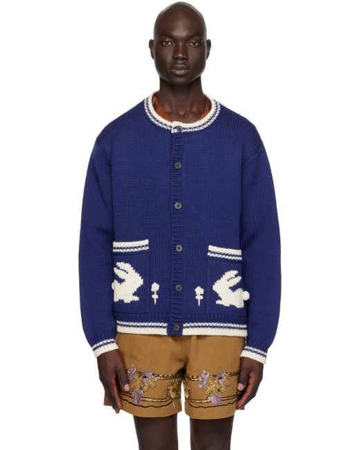 BODE ブルー Meadow カーディガン BODE ブルー Meadow カーディガンオンライン 通販