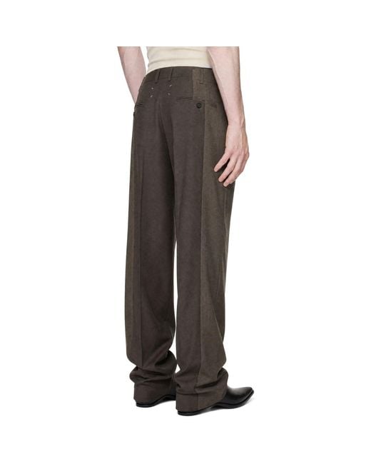 Maison Margiela Gray Taupe Two-Tone Wool Trousers for men