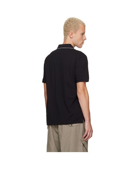 C P Company Black Stretch Piquet Short Sleeve Logo Polo for men