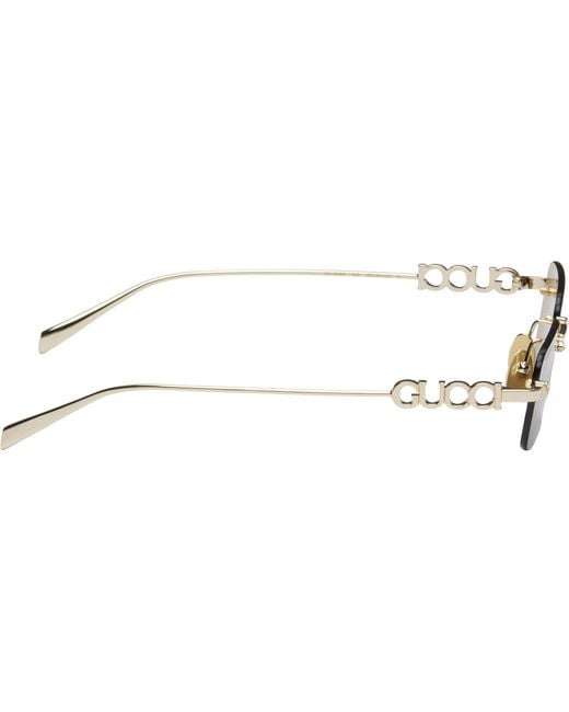 Gucci Black Block Rectangular Sunglasses