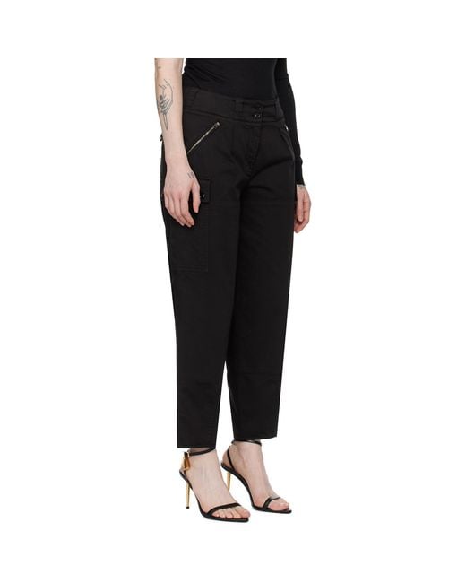 Tom Ford Black Pleated Cargo Trousers