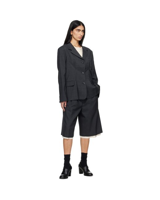 mfpen Black Inverted Pleat Blazer