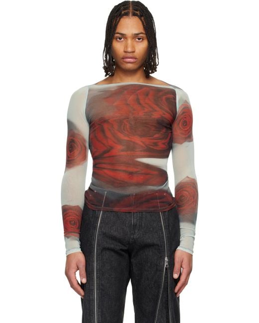 Jean Paul Gaultier Black 'The Blurry Roses' T-Shirt for men