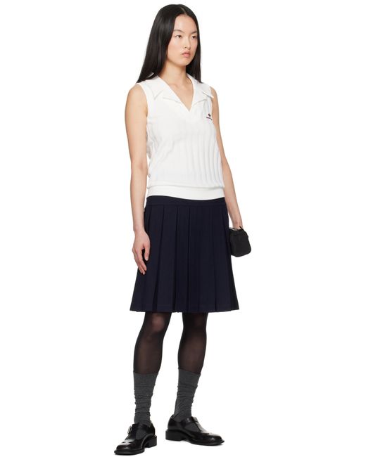 ShuShu/Tong White Striped Knit Sleeveless Top