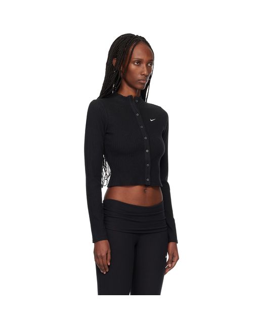 Nike Black Chill Knit Wide Rib Cardigan