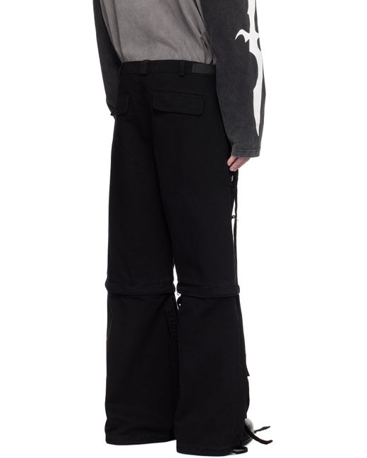 Kusikohc Black Straps Cargo Pants for men