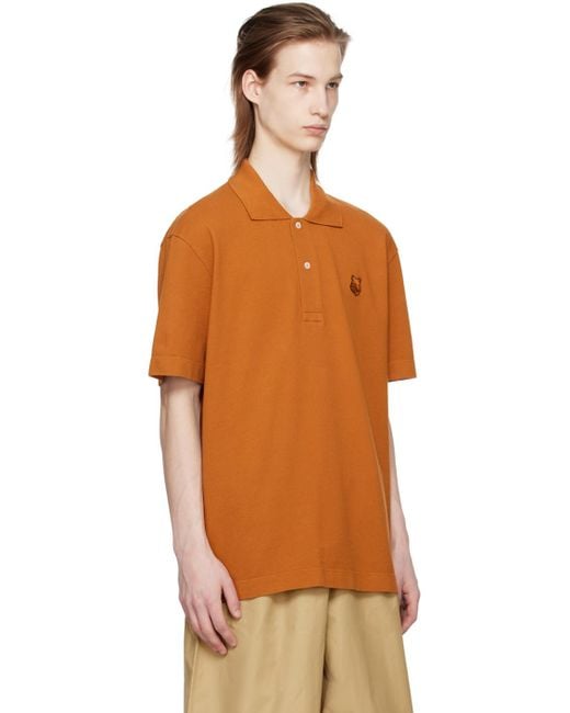 メンズ Maison Kitsuné ボールド フォックスヘッド ポロシャツ Orange