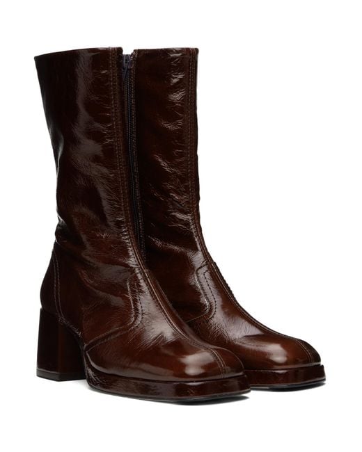 Miista Brown Cass Patent Boots