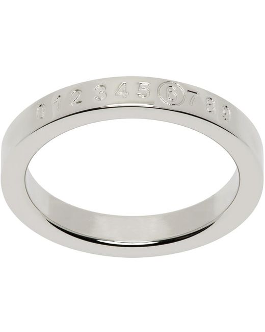 MM6 by Maison Martin Margiela White Silver Numeric Minimal Signature Ring for men