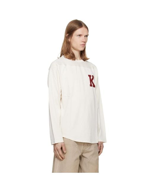 KENZO White Off- Paris Varsity' Long Sleeve T-Shirt for men