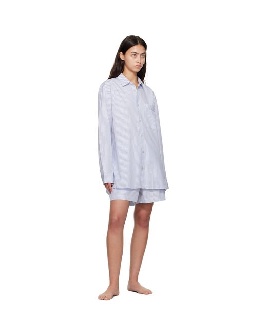 Tekla White Poplin Long-Sleeved Pyjama Shirt