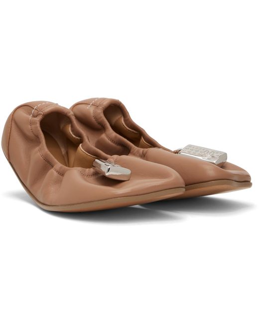 MM6 by Maison Margiela Brown Numeric Anatomic Ballerina Flats