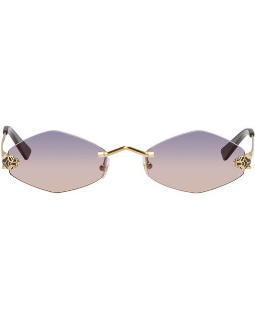 Cartier 'Panthère De Geometric Rimless Sunglasses in Black | Lyst