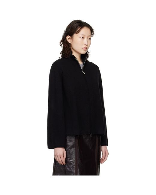 Loulou de Saison Black Gabi Zipped Cashmere Sweater