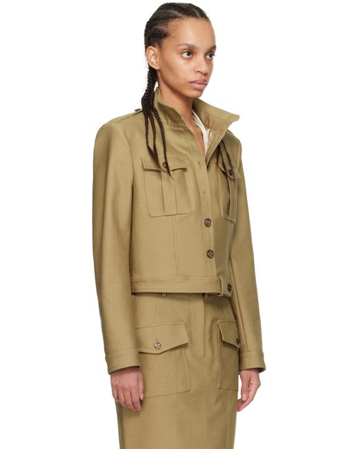 Tom Ford Multicolor Khaki Stand Collar Cropped Safari Jacket