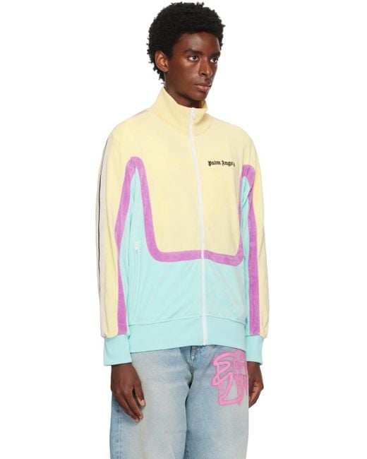 Palm Angels Yellow & Blue Colorblock Track Jacket for men