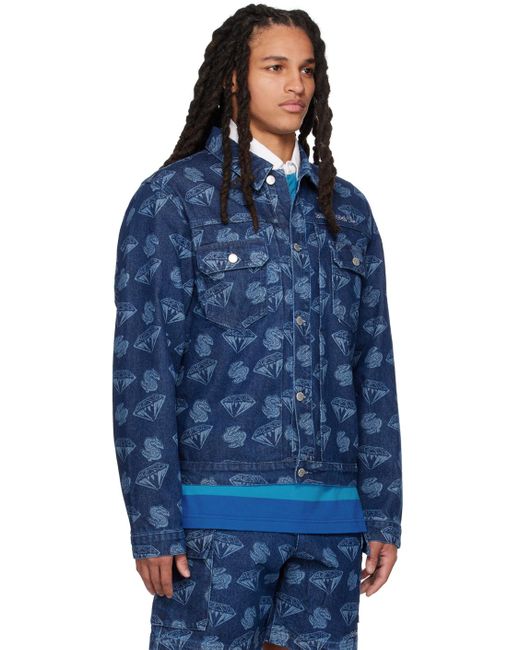 BBCICECREAM Blue Printed Denim Jacket for men
