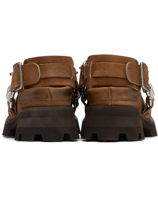 Acne Black Leather Buckle Mules for men