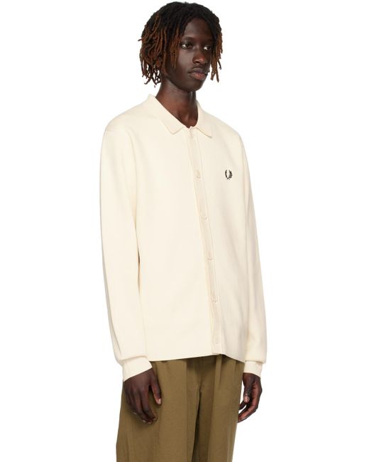 Fred Perry Black Off-white Button Cardigan for men