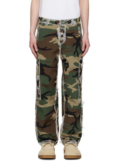 THUG CLUB Khaki Burnt Bio Army Cargo Pants in Green for Men