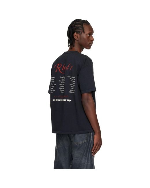Rhude Black Usvi Regatta Tour T-Shirt for men