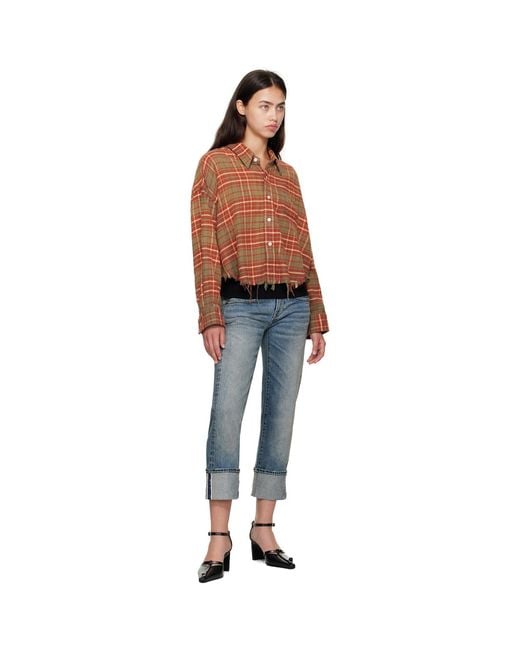 R13 Blue Cuffed Boy Straight Jeans