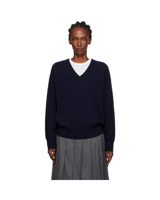 NOTHING WRITTEN Blue Puno V-Neck Pullover Sweater