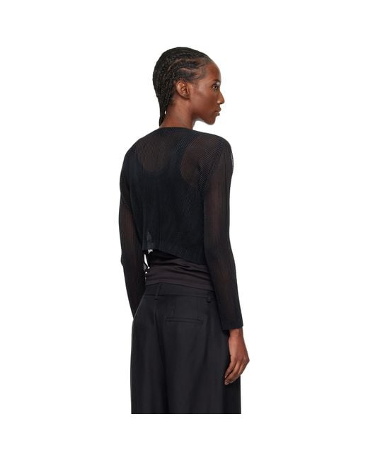 Pleats Please Issey Miyake Black Tatami April Cardigan