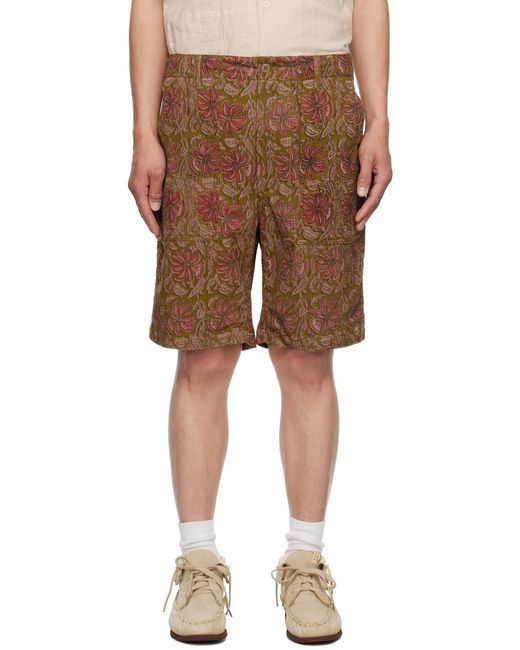 Engineered Garments Brown Khaki & Burgundy Corduroy Fatigue Shorts for men