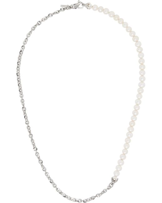 メンズ Emanuele Bicocchi シルバー Small Half Chain & Half Pearl ネックレス White