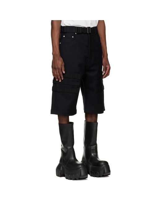 Rick Owens Black Temple Cargo Geth Shorts for men