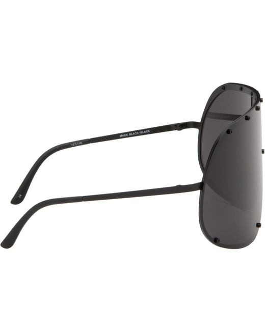 Rick Owens Black Temple Shield Sunglasses