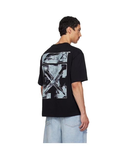 Off-White c/o Virgil Abloh Black Rubbed Paint Arrow Skate T-Shirt for men