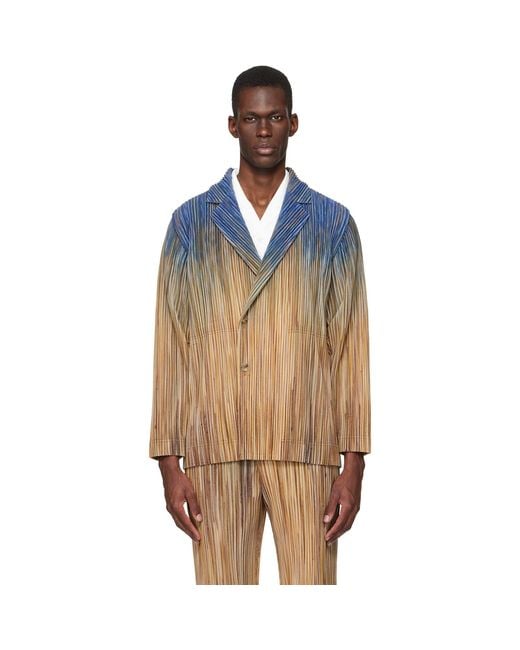 Homme Plissé Issey Miyake Blue Paint Brush Close-Up Blazer for men