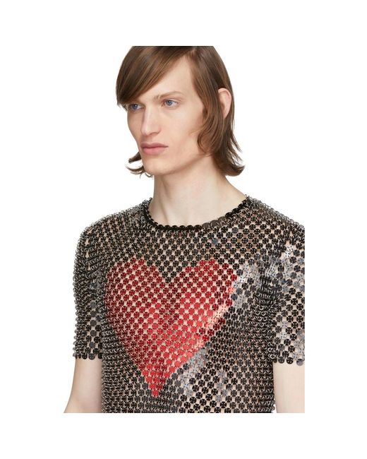 Paco Rabanne Black Metal Heart T-shirt for Men | Lyst