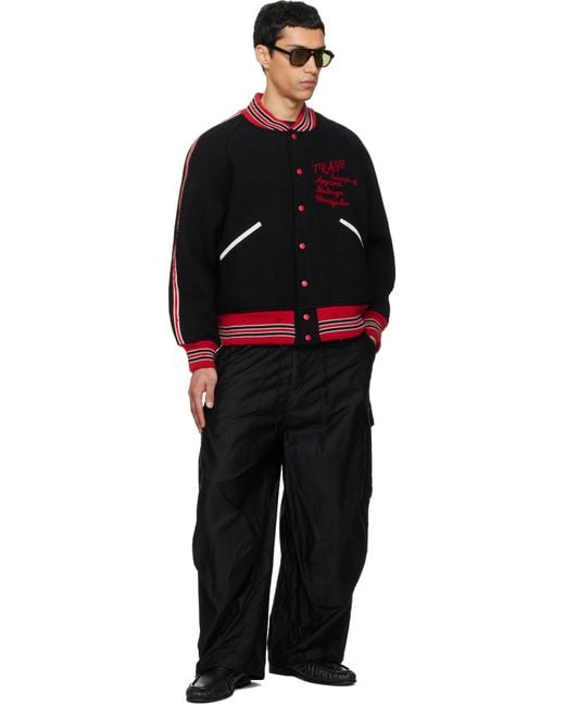 Needles Black Deconstructed Letter Bomber Jacket for men