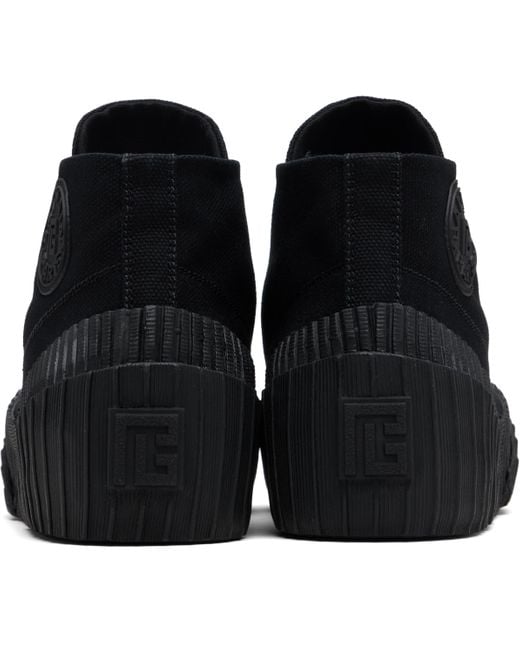 Balmain Black Riff Low Canvas Sneakers for men