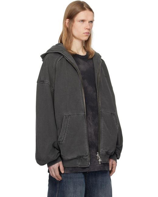 Juun.J Black Double Layered Dyed Hoodie for men