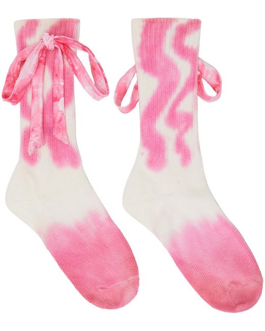 Collina Strada Pink Ssense Exclusive Bow Socks
