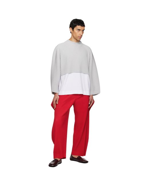 Homme Plissé Issey Miyake Red Cover And Fold Trousers for men