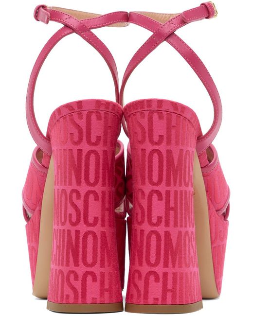Moschino Pink Logo Jacquard Heels