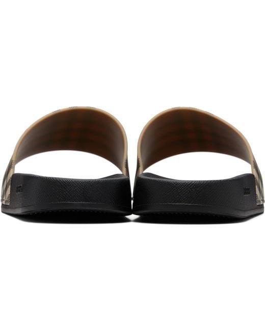 Burberry Brown Check Slides for men