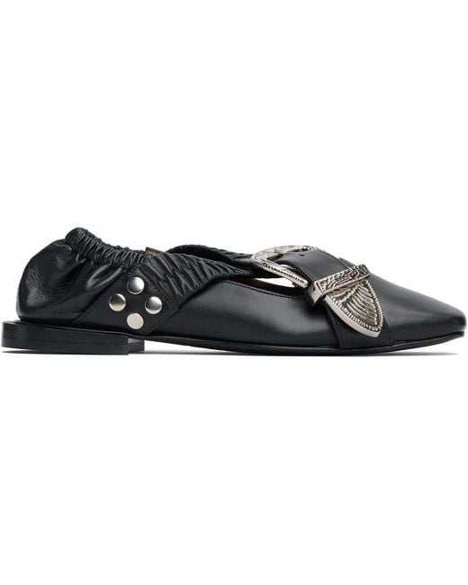 Toga Black Cross Strap Ballerina Flats