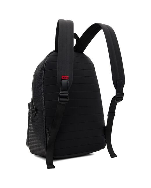 HUGO Black Embossed-Logo Backpack for men
