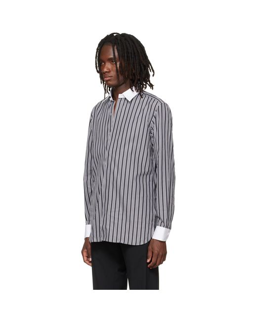 Tom Ford Gray Poplin Stripe Classic Fit Shirt for men