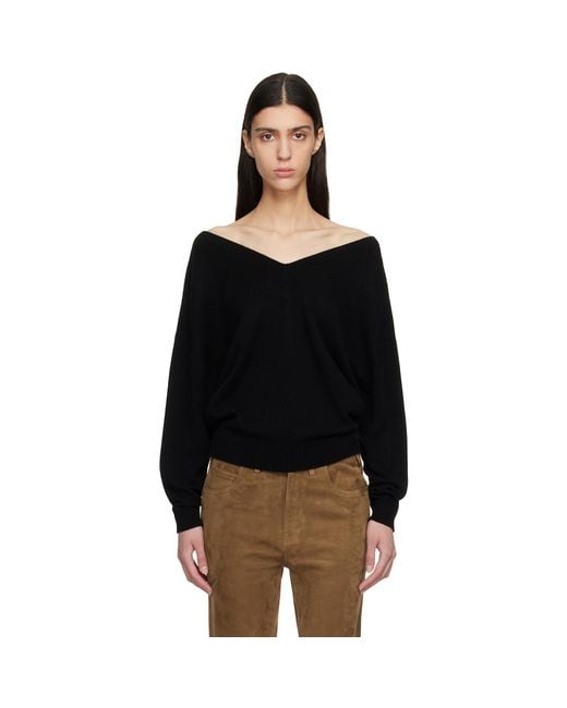 Tom Ford Black Cashmere Off The Shoulder Knit Sweater