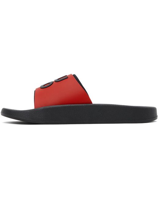 Sandales rouges à logo gaufré HUGO pour homme en coloris Black