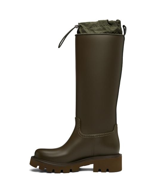 Moncler Green Khaki Kickstream High Rain Boots