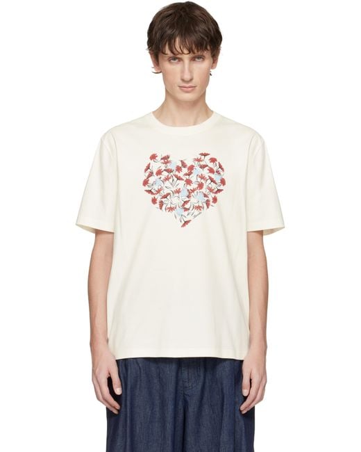 Lanvin Multicolor Off- Daisy Heart T-Shirt for men