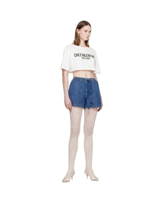 Valentino Blue Denim Chambray Shorts